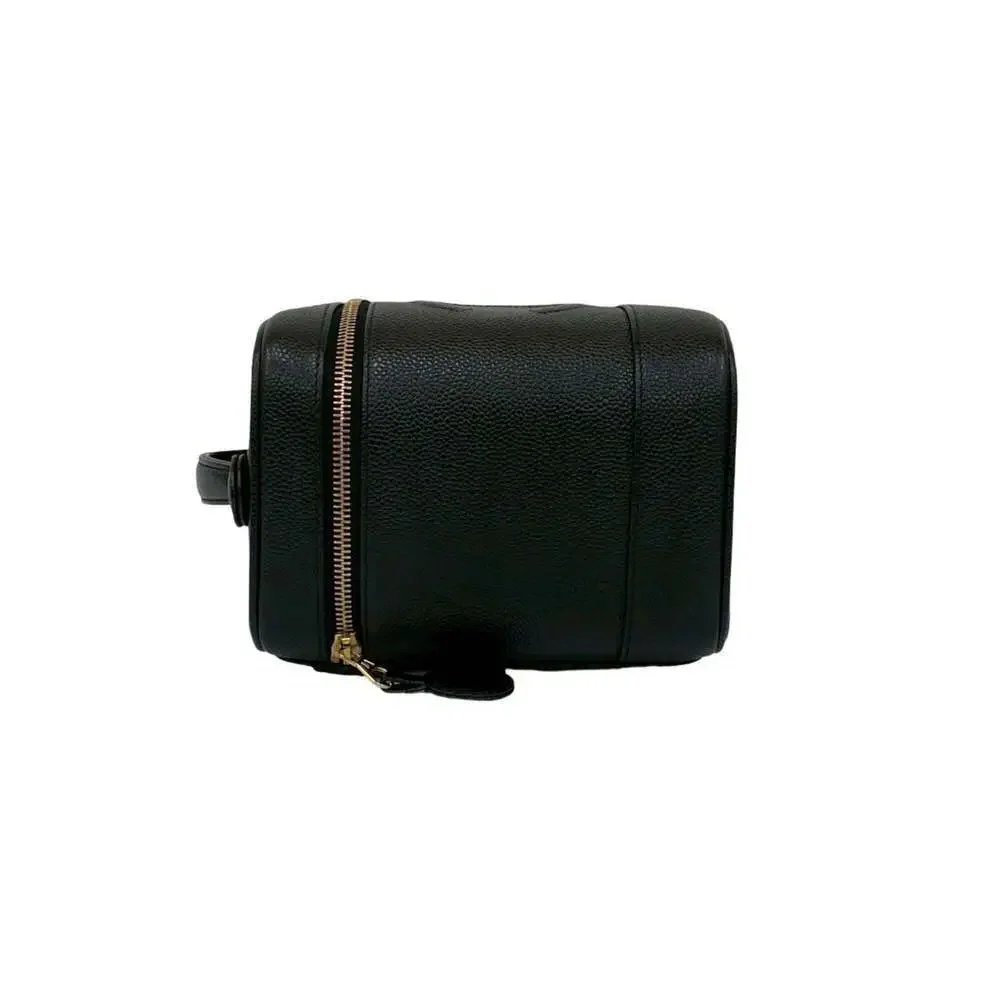 CHANEL Black Caviar Leather Logo Vanity Bag